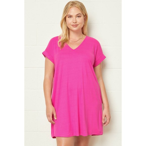 Entro Everyday Pocket Short Dress, Fuchsia - Picture 2 of 6